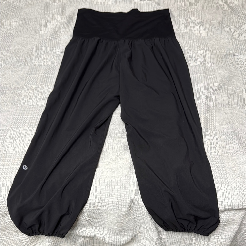 lululemon athletica Black Track Pants with Elastic Waistband and Ankle Cuffs